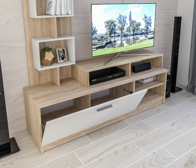 Стенки для гостиной, Стенка Интеро СБ-2741 Дуб Сонома/Белый