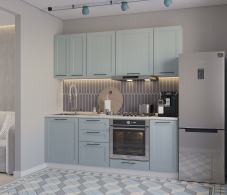 Кухонные гарнитуры, Кухонный гарнитур Регина Белый/МДФ Modern Серый 2,1 м