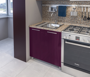 Анна Алюминий/Ваниль глянец/Баклажан глянец (без учета столешницы , панели) L-2000