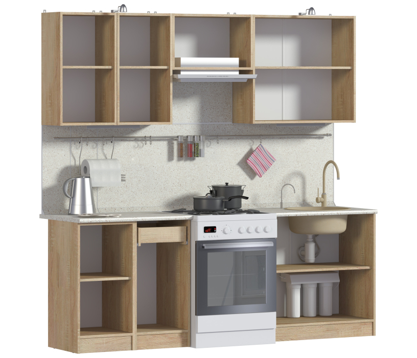 Кухонные гарнитуры, Кухня Ангелина Классик Дуб Сонома 2,2 м