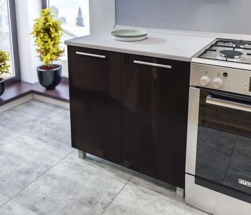 Кухонные гарнитуры, Анна Алюминий/Капучино глянец/Шоколад глянец (без учета столешницы , панели) L-1900