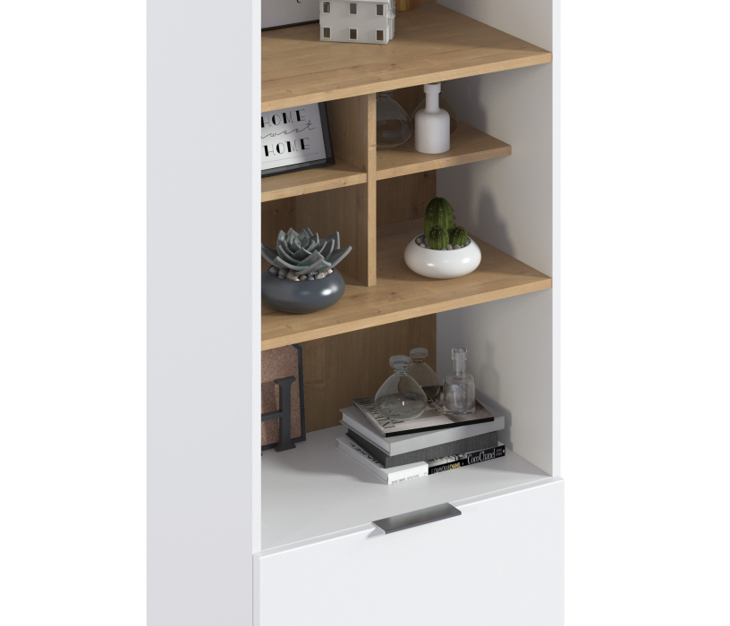 Шкафы пеналы, Шкаф-пенал Мальта СБ-3260 Белый,Дуб Гамильтон/МДФ Белый