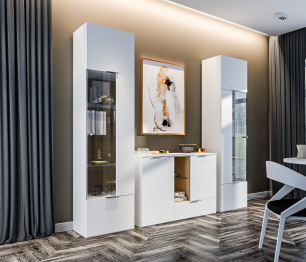 Гостиная Мальта комплект две витрины и комод 