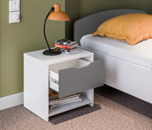 Mika / Мика детская Белый/Серый (кровать 900, тумба, шкаф, комод)