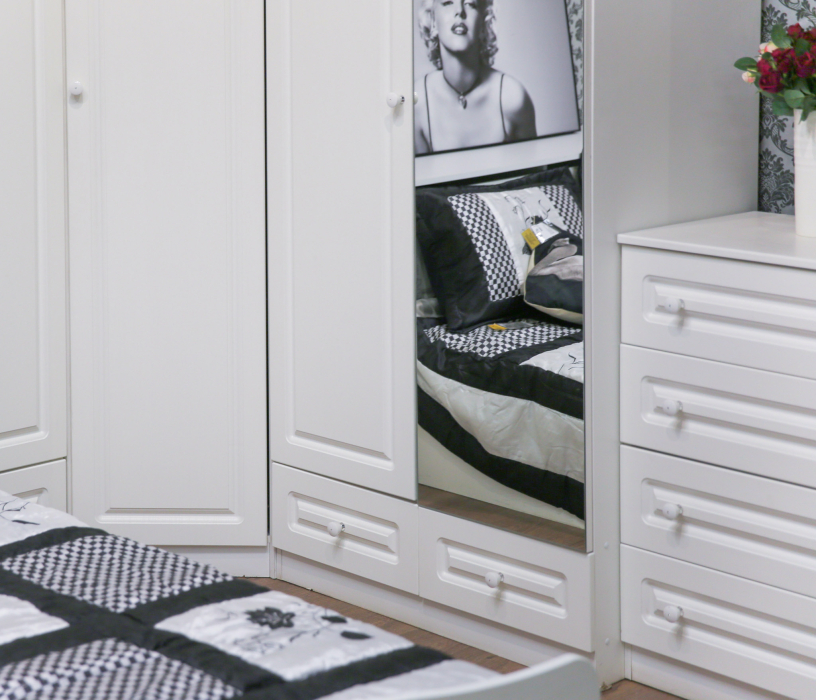 В спальню, Шкаф 2-х дверный с зеркалом Правый Амалия СБ-990