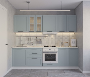 Кухонный гарнитур Регина Белый/МДФ Modern Серый 2,6 м