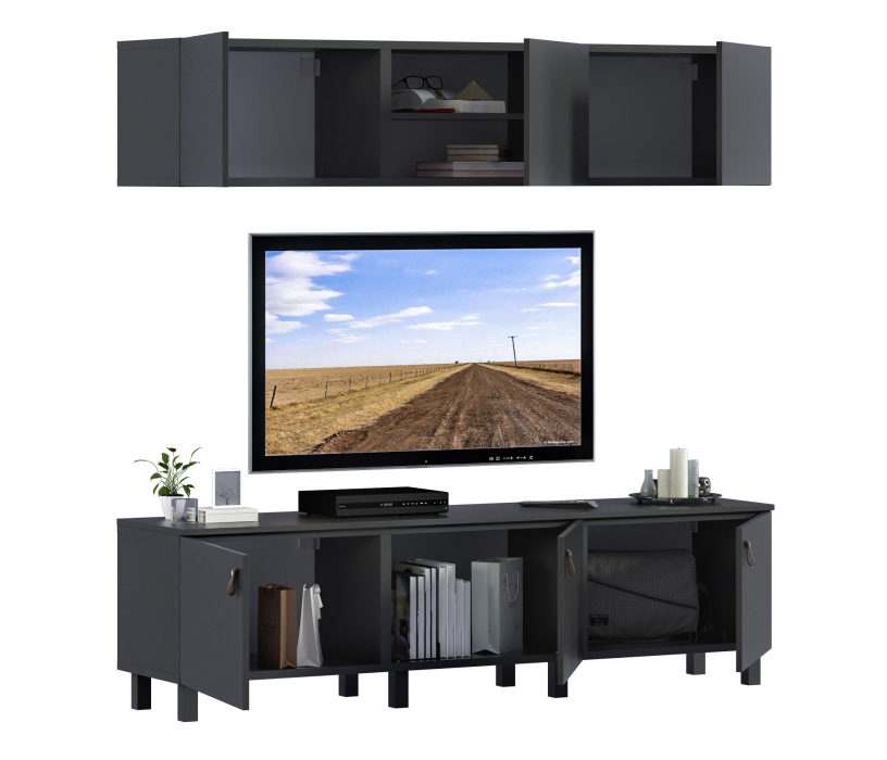 Стенки для гостиной, Гостиная (стенка) Тренд на ножках Диамант серый / ЛДСП Диамант серый