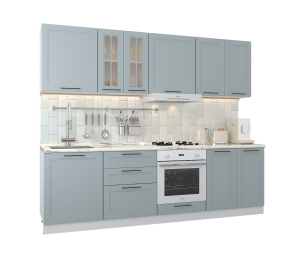 Кухонный гарнитур Регина Белый/МДФ Modern Серый 2,6 м