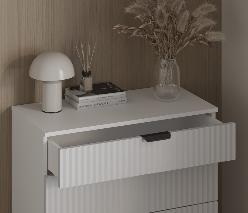 Комоды, Комод Тренд СБ-3444 4 ящика Белый Альпийский/МДФ Джаз Серый