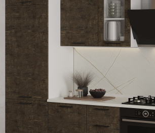 Кухонный гарнитур Регина Белый/МДФ Акация темная 3,3 м