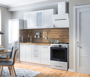 Кухонный гарнитур Регина Белый/Анна МДФ Белый глянец 1,4 м