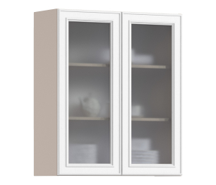 Регина РП-180 Полка сдвумя фасадами-витринами Песочный/МДФ Классика белый