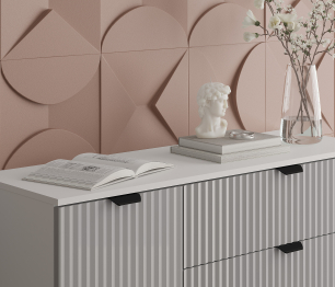 Комод Тренд СБ-3446 3 ящика, 1 дверь Белый Альпийский/МДФ Джаз Серый