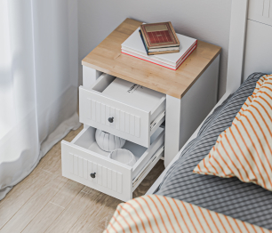 Спальня Монтана Белый Альпийский,Дуб Гамильтон/МДФ Дуб Белый