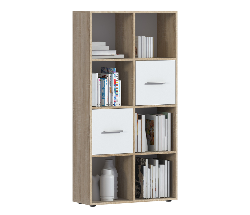 Стеллажи, Стеллаж Мамбо СБ-3214 Дуб Сонома/Белый