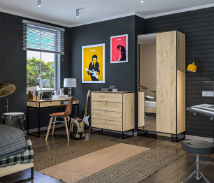 Лофт кабинет (стол+комод+шкаф) Дуб Минерва