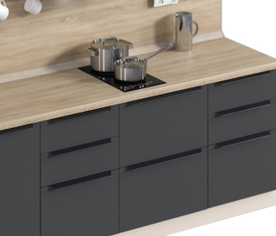 Кухонный гарнитур ЛОФТ Регина Песочный/Диамант серый, Дуб дикий 2,4 м