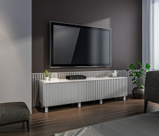 Стенки для гостиной, Гостиная (стенка) на ножках Тренд Белый / МДФ Джаз Светло-серый