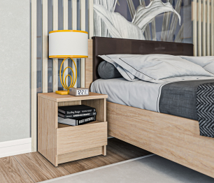 Веста спальня кровать 140 см с основанием и матрасом Дуб Сонома