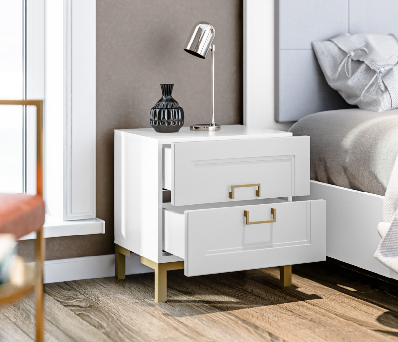Прикроватные тумбы, Тумба Ассоль СБ-3436 Белый/МДФ Белый