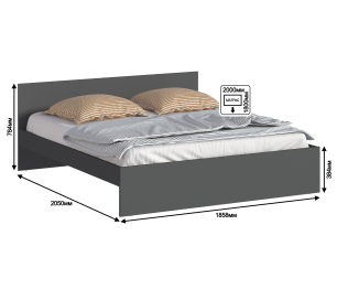 Комплект Бруклин (шкаф и кровать 1800), Диамант серый