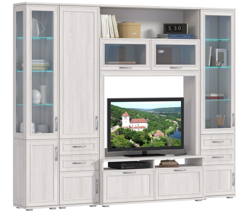Стенки для гостиной, Флоренция Дуб Сонома белый комплект