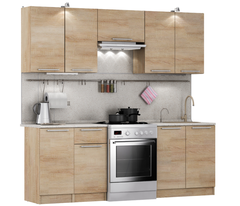 Кухонные гарнитуры, Кухня Ангелина Классик Дуб Сонома 2,2 м