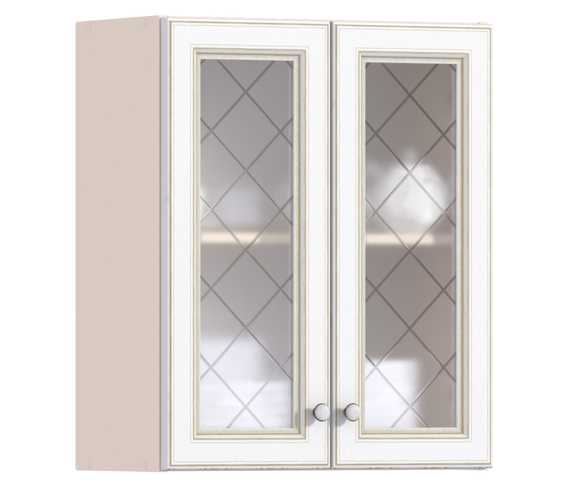 , Регина РП-60 Полка с двумя витринами Песочный/Белое золото