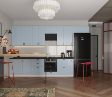 Кухонные гарнитуры, Кухонный гарнитур Регина Песочный/Голубой 3,75 м