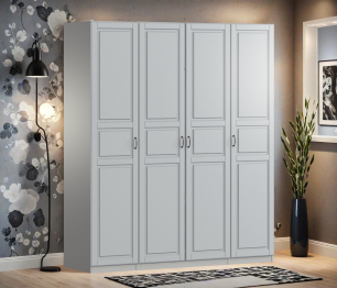 Шкаф четырехдверный Макс 2000 мм, вариант №1 (ЛДСП/МДФ)