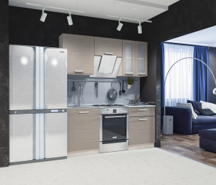 Кухонный гарнитур Регина 1,8м Дуб Сантана светлый с витриной