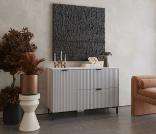 Комод Тренд СБ-3447 2 ящика, 1 дверь Белый Альпийский/МДФ Джаз Серый