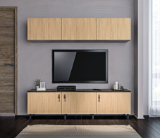 Стенки для гостиной, Гостиная (стенка) Тренд на ножках Диамант серый / ЛДСП Белла Дуб Винченца