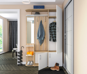 Прихожая Наоми СБ-2292 Дуб Сонома/Белый