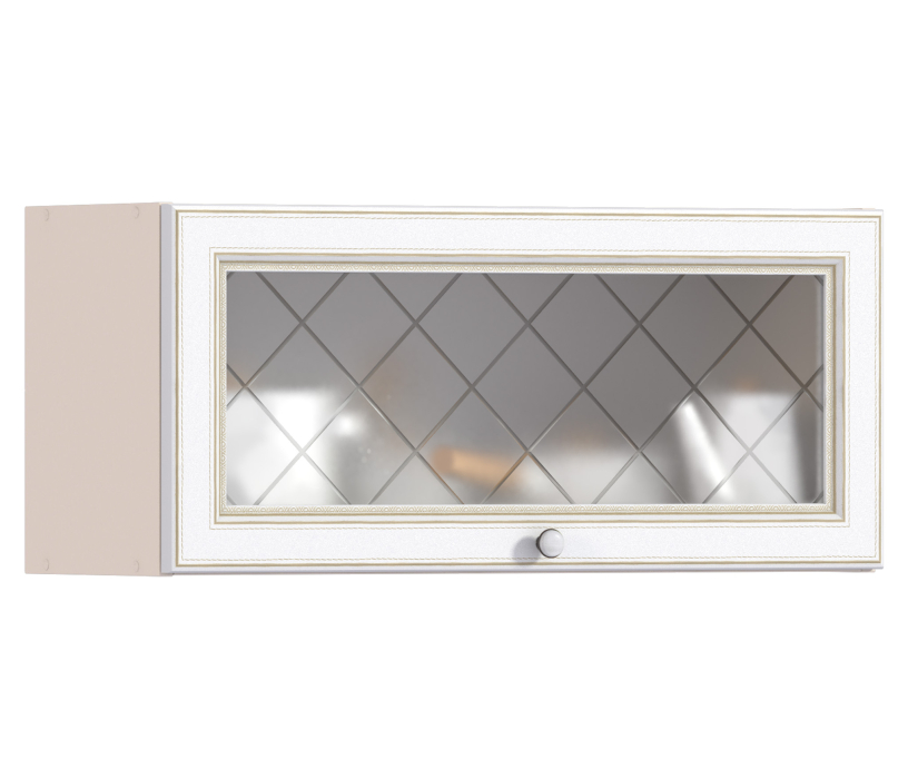 , Регина РП-280 Полка гориз с витриной Песочный/фасад Белое золото