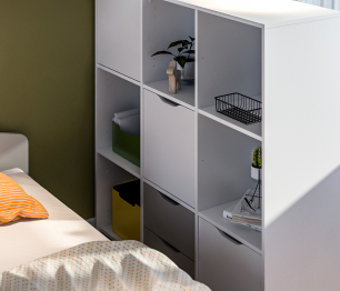 Mika / Мика детская Белый/Серый (кровать 900, стол, стеллаж, полки)