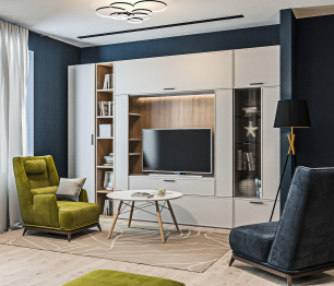 Гостиная (стенка) Милан Серый, Дуб Гамильтон/МДФ Светло серый