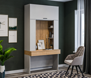 Стол с надстройкой Милан СБ-3267 Серый,Дуб Гамильтон/МДФ Светло серый