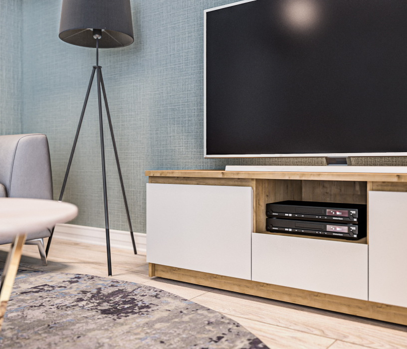 Стенки для гостиной, Веста гостиная с двумя витринами Дуб Бунратти/Белый глянец