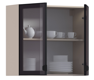 Регина РП-80 Полка Песочный/Витрина алюминий Черный матовый/стекло Бронза