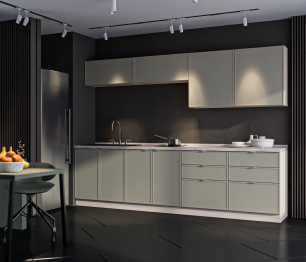 Кухонный гарнитур Регина Квадро Песочный / Латте 2,8 м