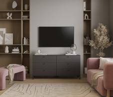 Комоды, Комод Тренд СБ-3442 6 ящиков диамант серый