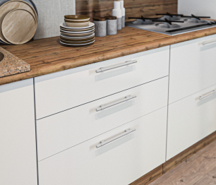 Кухонный гарнитур Регина Белый/МДФ Анна Белый глянец, МДФ Джаз Светло-серый 3,4 м