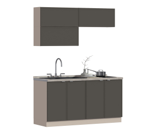 Кухонный гарнитур Регина Квадро Песочный / Базальт 1,6 м