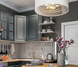 Кухонный гарнитур Регина Белый/Серый матовый/Дуб Бильбао 2,4х1,6 м