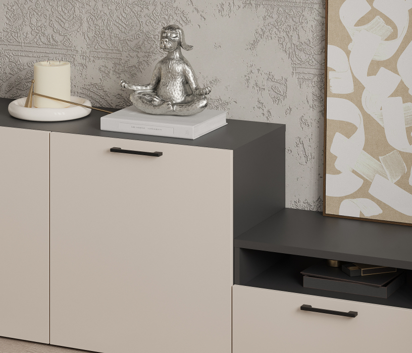 Стенки для гостиной, Гостиная Тренд Диамант серый/Белла Кашемир серый