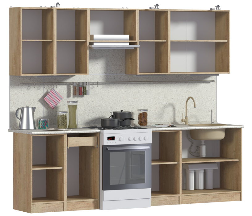 Кухонные гарнитуры, Кухня Ангелина Классик Дуб Сонома 2,6 м