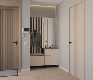 Прихожая Тренд с рейками Диамант серый/Белла Кашемир серый