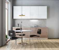 Кухня 2 метра, Кухонный гарнитур Анна + Регина Песочный / Белый глянец, Капучино 2,4 м