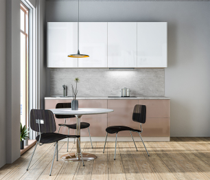 Кухонный гарнитур Анна + Регина Песочный / Белый глянец, Капучино 2,4 м